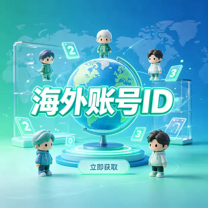 美区id、美区id账号与日本 Apple ID 地区选择主题视觉，展示全球 App Store 数字生态